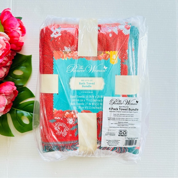 The Pioneer Woman Ditsy Dot 4-Piece Bath & Hand Towel Set NEW - Picture 6 of 9